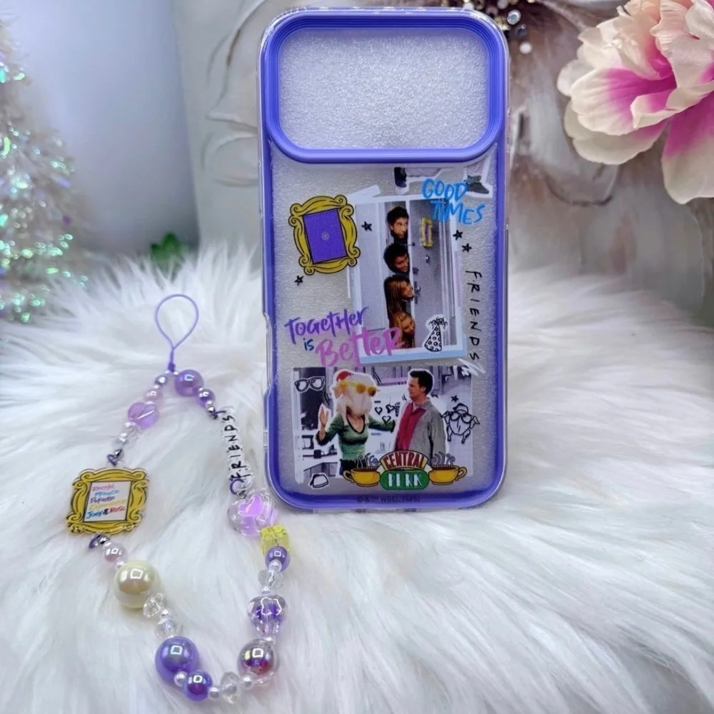 Friends Themed iPhone 17 Pro Case with Matching Beaded Strap